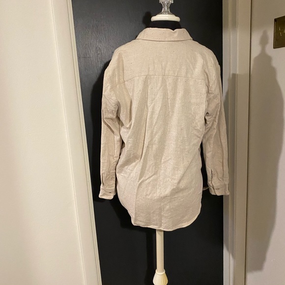 💜 Madewell Confetti Color Tan Flannel Button Down Shirt with Pockets - Picture 4 of 5